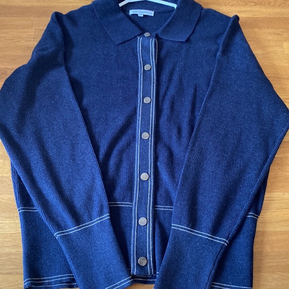 San Francisco cardigan, size L blue with white stitches - Picture 5 of 7